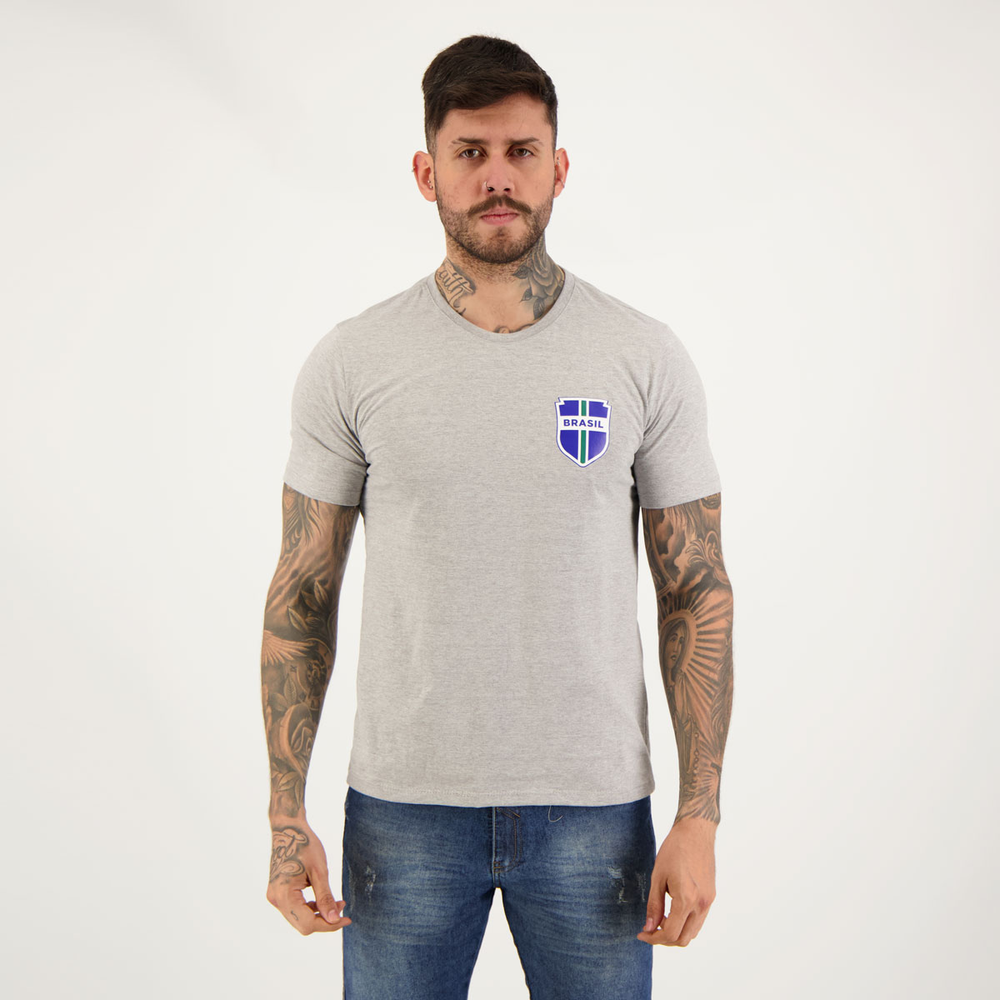 Camisa Brasil Escudo Cinza Camisa Brasil Escudo Cinza