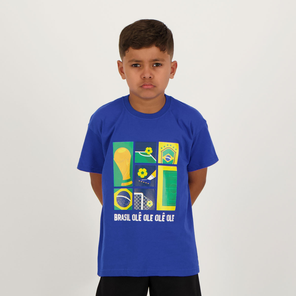 Camisa Brasil HQ Infantil Azul Camisa Brasil HQ Infantil Azul