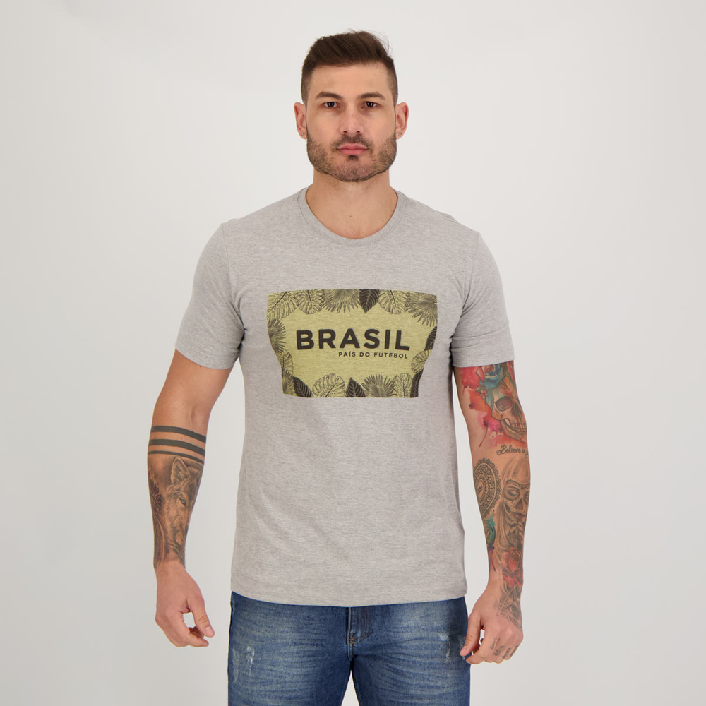 Camisa Brasil Tropical Cinza Camisa Brasil Tropical Cinza