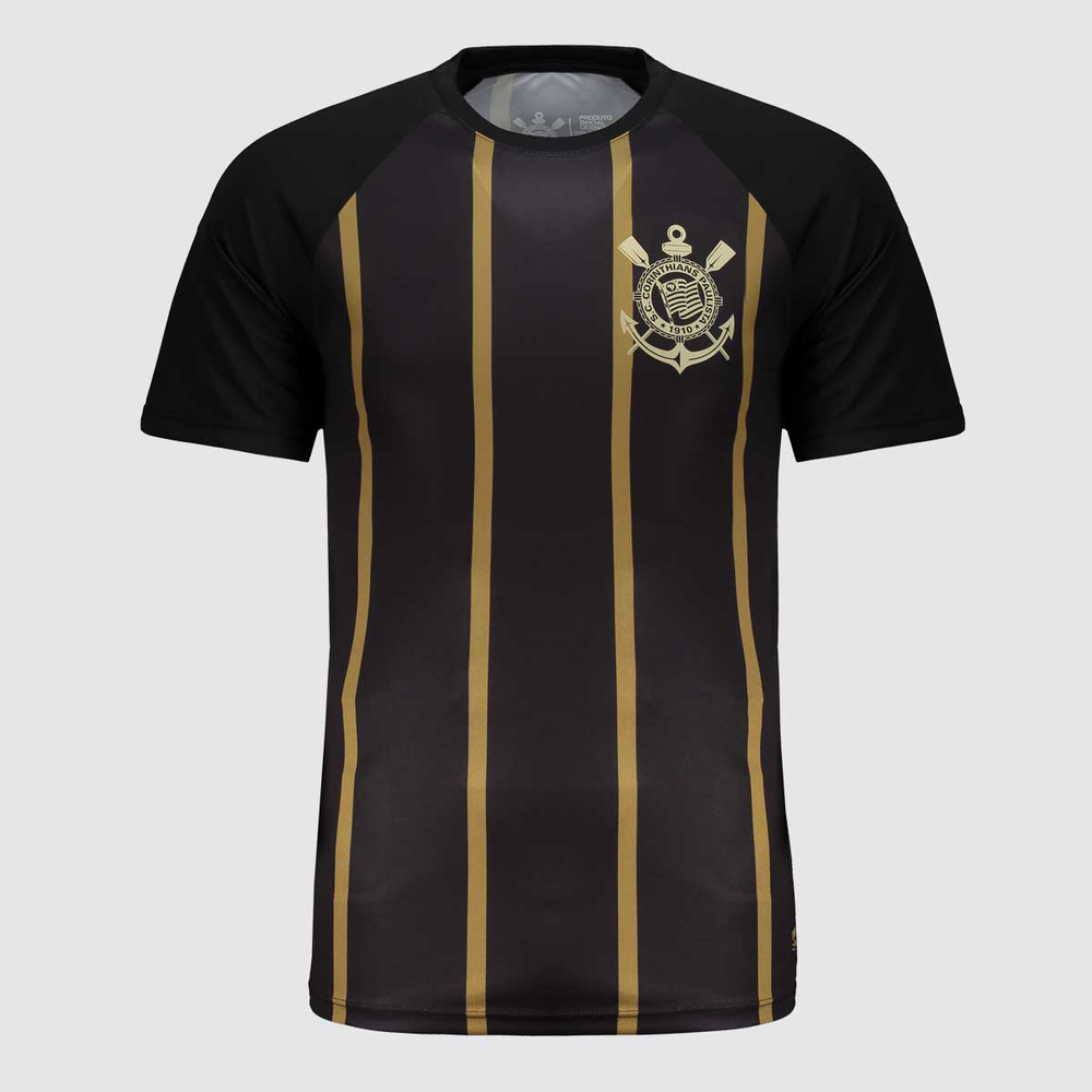 Camisa Corinthians Logo Preta e Dourada Camisa Corinthians Logo Preta e Dourada