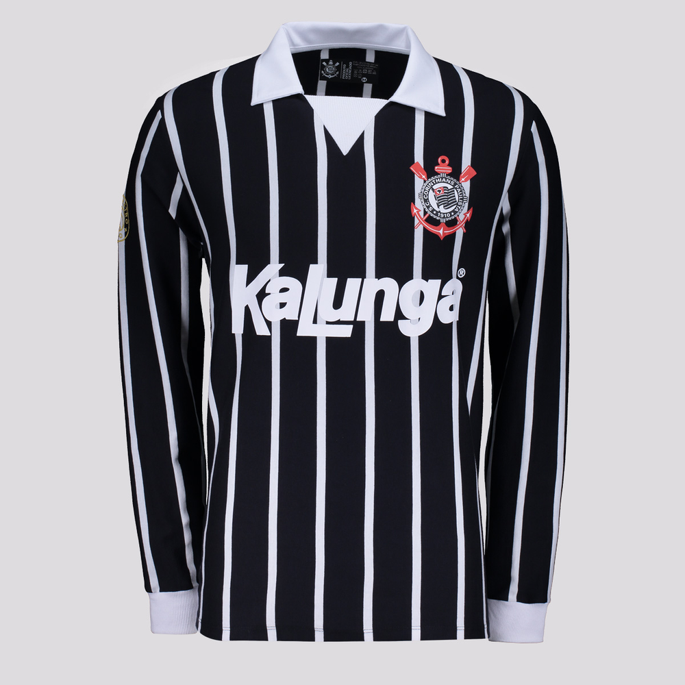 Camisa Corinthians Retrô Kalunga Manga Longa Preta Camisa Corinthians Retrô Kalunga Manga Longa Preta