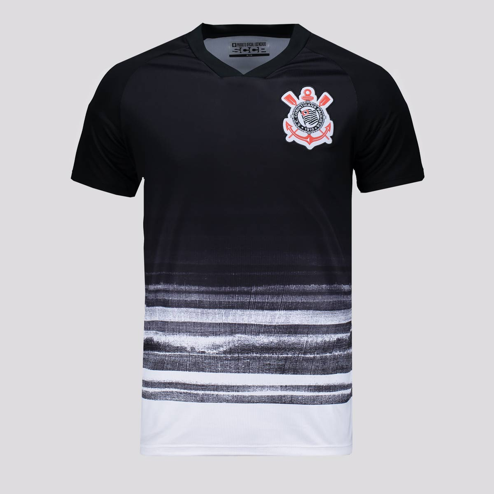 Camisa Corinthians Wave Preta e Branca Camisa Corinthians Wave Preta e Branca