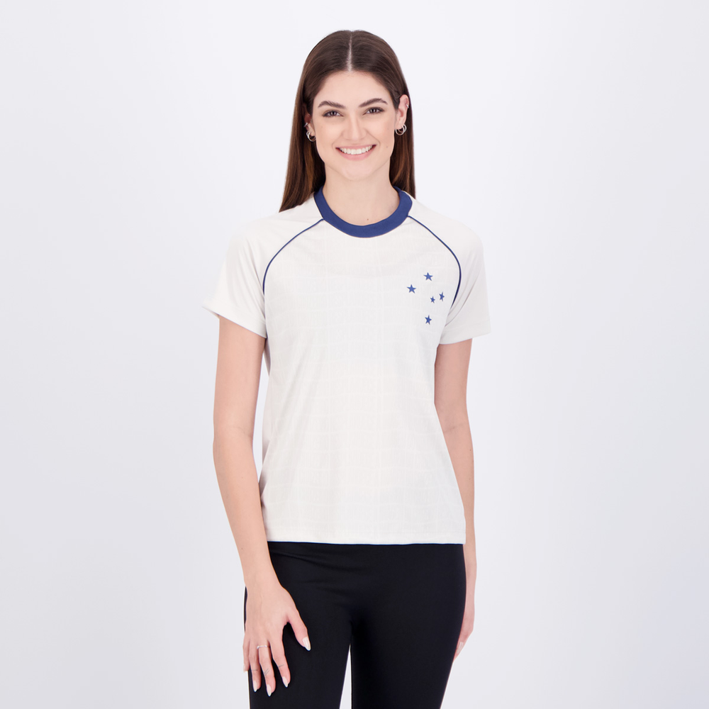 Camisa Cruzeiro Mosaico Feminina Off White Camisa Cruzeiro Mosaico Feminina Off White