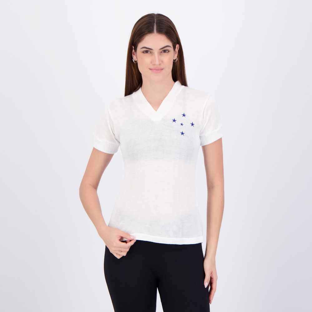Camisa Cruzeiro Retrô 1966 Feminina Branca Camisa Cruzeiro Retrô 1966 Feminina Branca