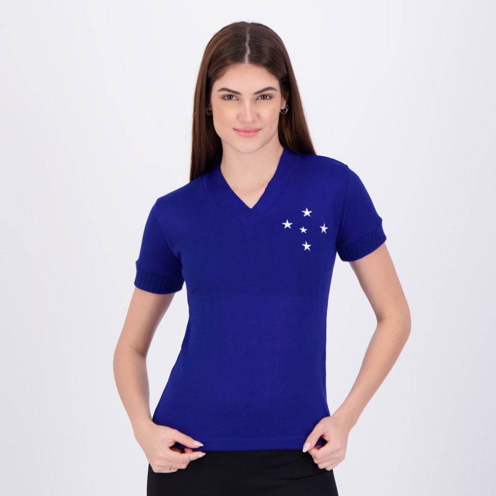 Camisa Cruzeiro Retrô 1976 Feminina Azul Camisa Cruzeiro Retrô 1976 Feminina Azul