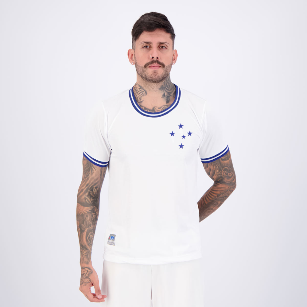 Camisa Cruzeiro Retrô Jacquard Branca Camisa Cruzeiro Retrô Jacquard Branca
