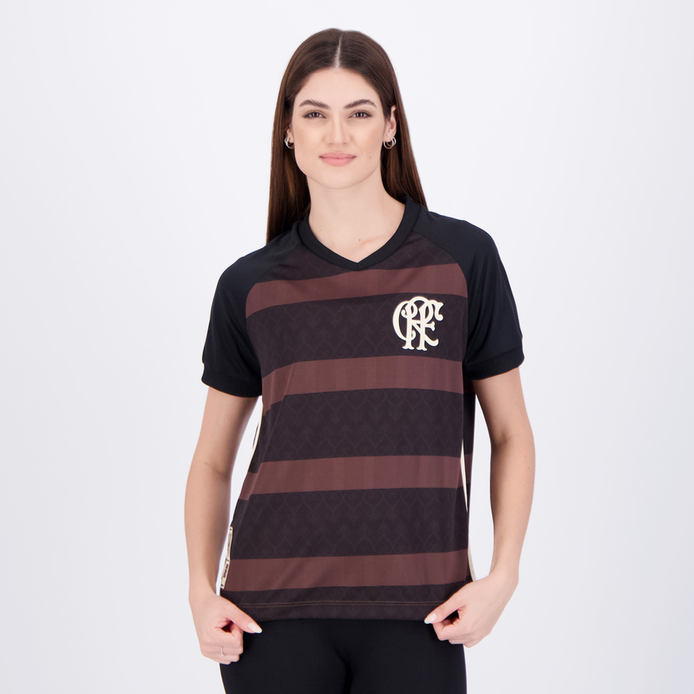 Camisa Flamengo Consciência Negra Diamante Feminina Preta e Marrom Camisa Flamengo Consciência Negra Diamante Feminina Preta e Marrom