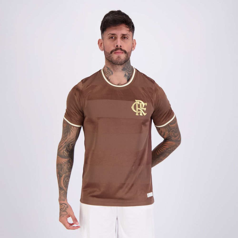 Camisa Flamengo Dry Jacquard Marrom Camisa Flamengo Dry Jacquard Marrom