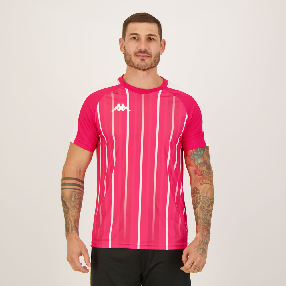 Camisa Kappa Reindy Rosa e Branca Camisa Kappa Reindy Rosa e Branca