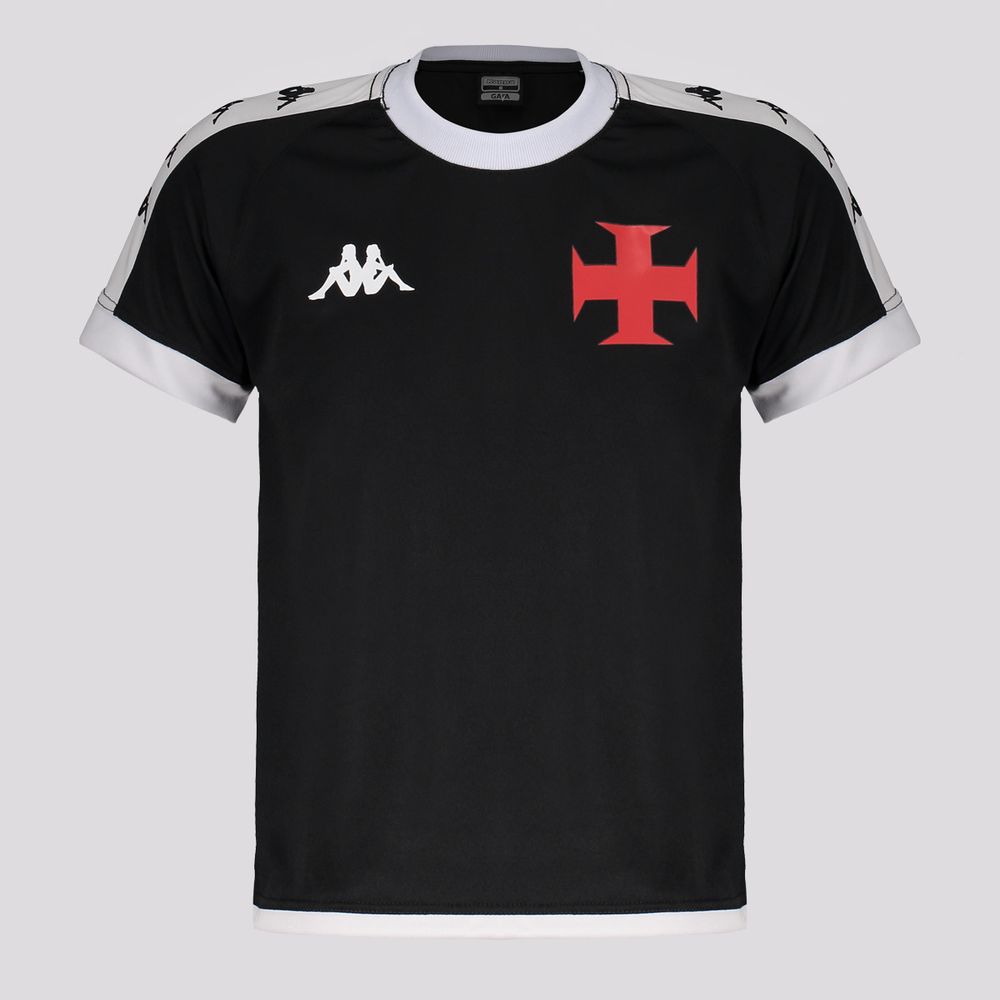 Camisa Kappa Vasco Supporter Culture Infantil Preta e Branca