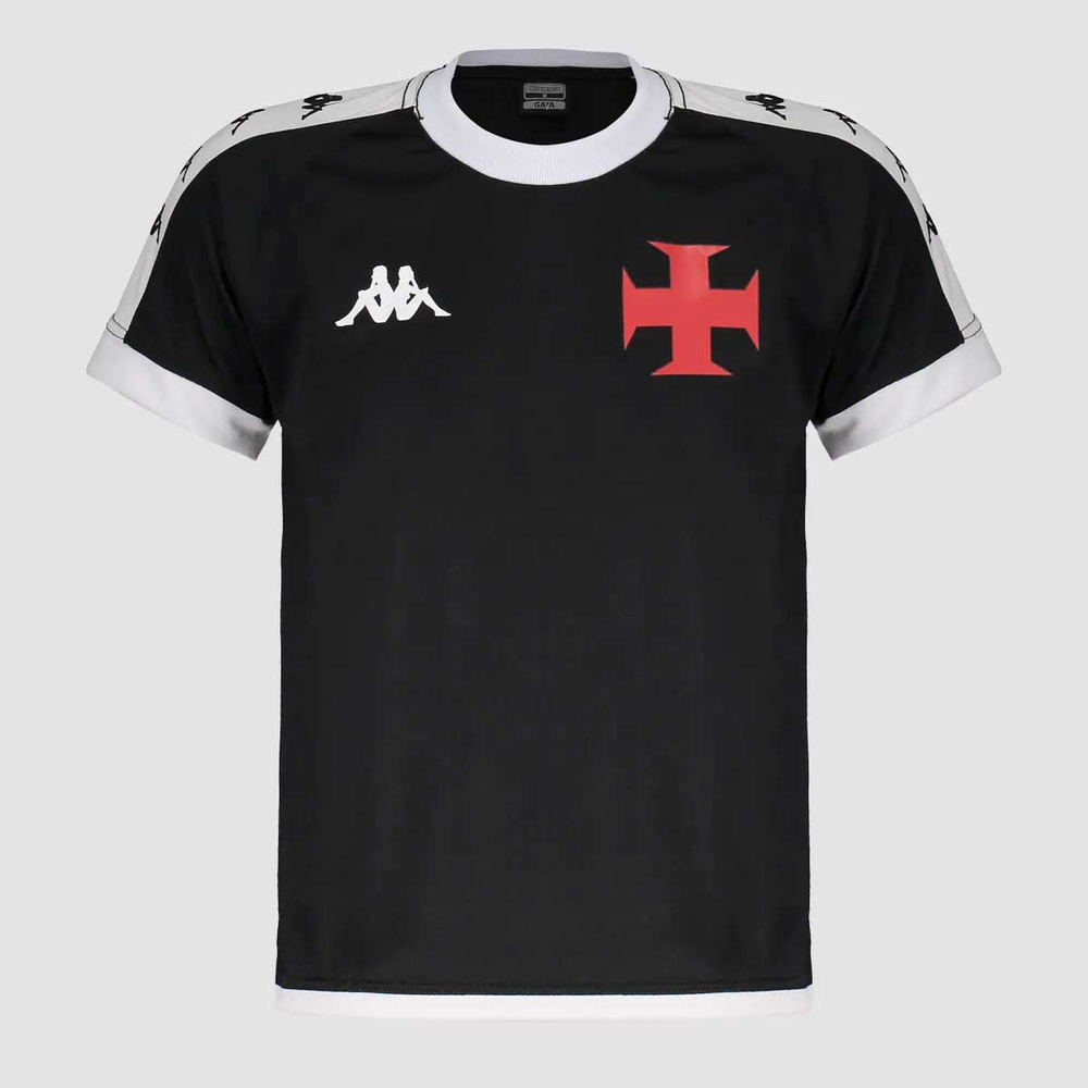 Camisa Kappa Vasco Supporter Culture Juvenil Preto e Branco