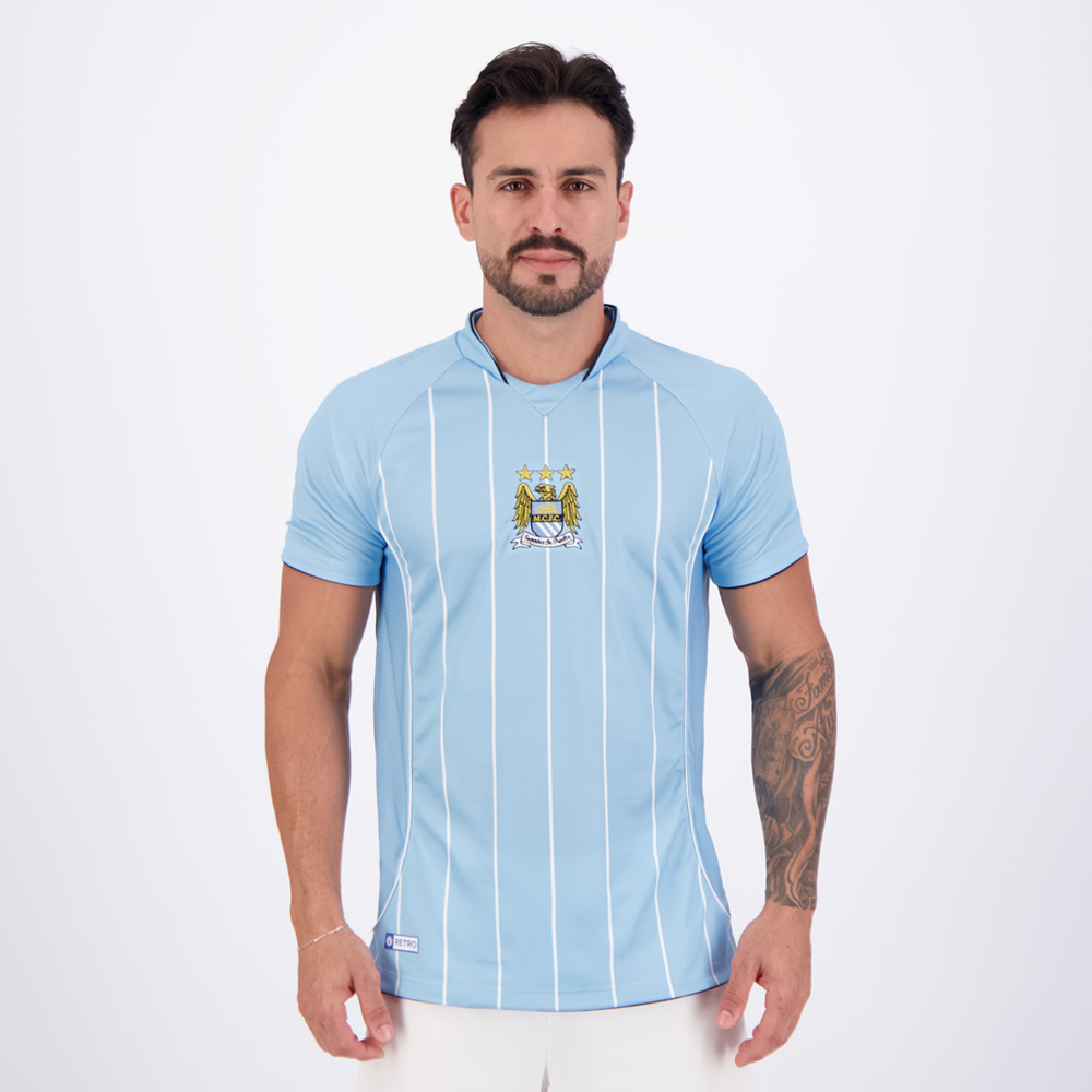 Camisa Manchester City Retrô 2008 Azul Camisa Manchester City Retrô 2008 Azul