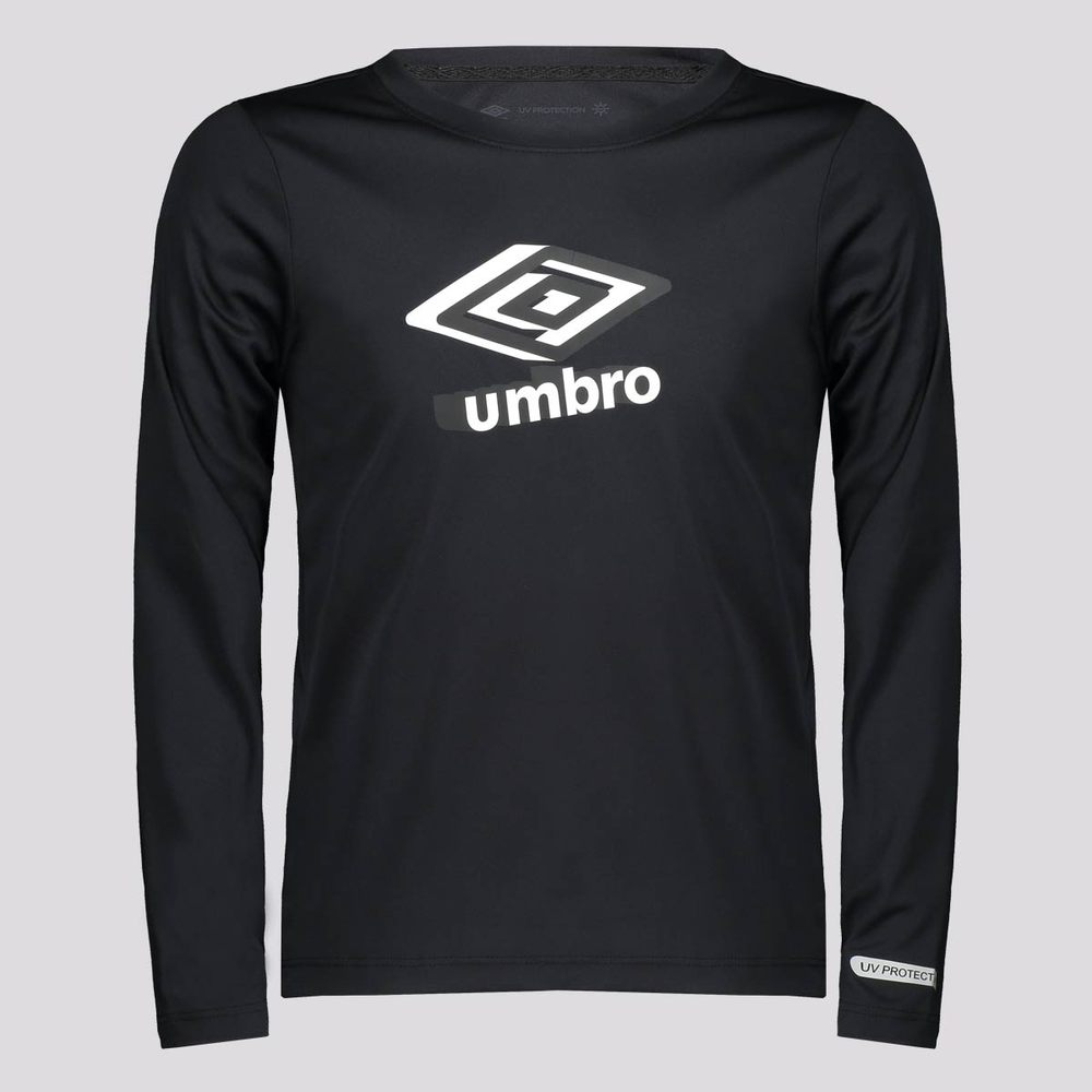 Camisa Manga Longa Umbro Basic Uv Juvenil Preta