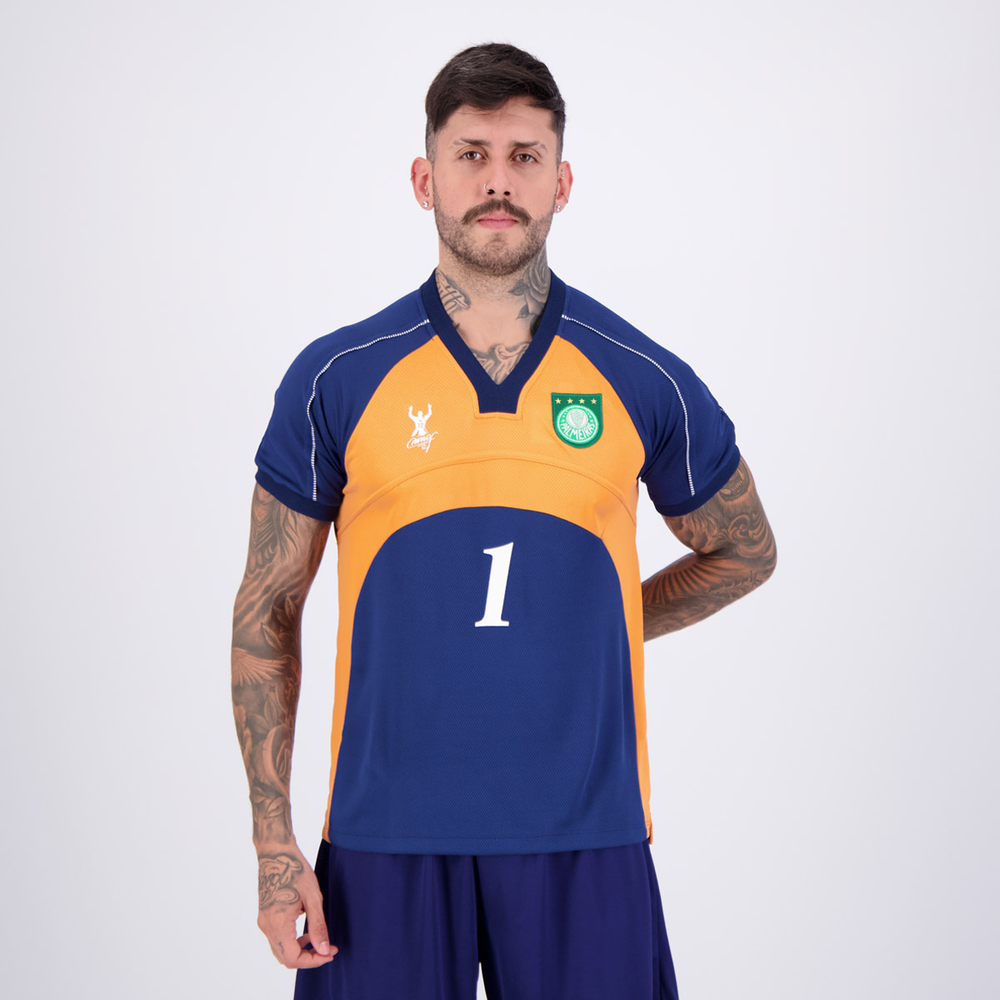 Camisa Palmeiras Goleiro Retrô 2000 Marinho e Laranja Camisa Palmeiras Goleiro Retrô 2000 Marinho e Laranja