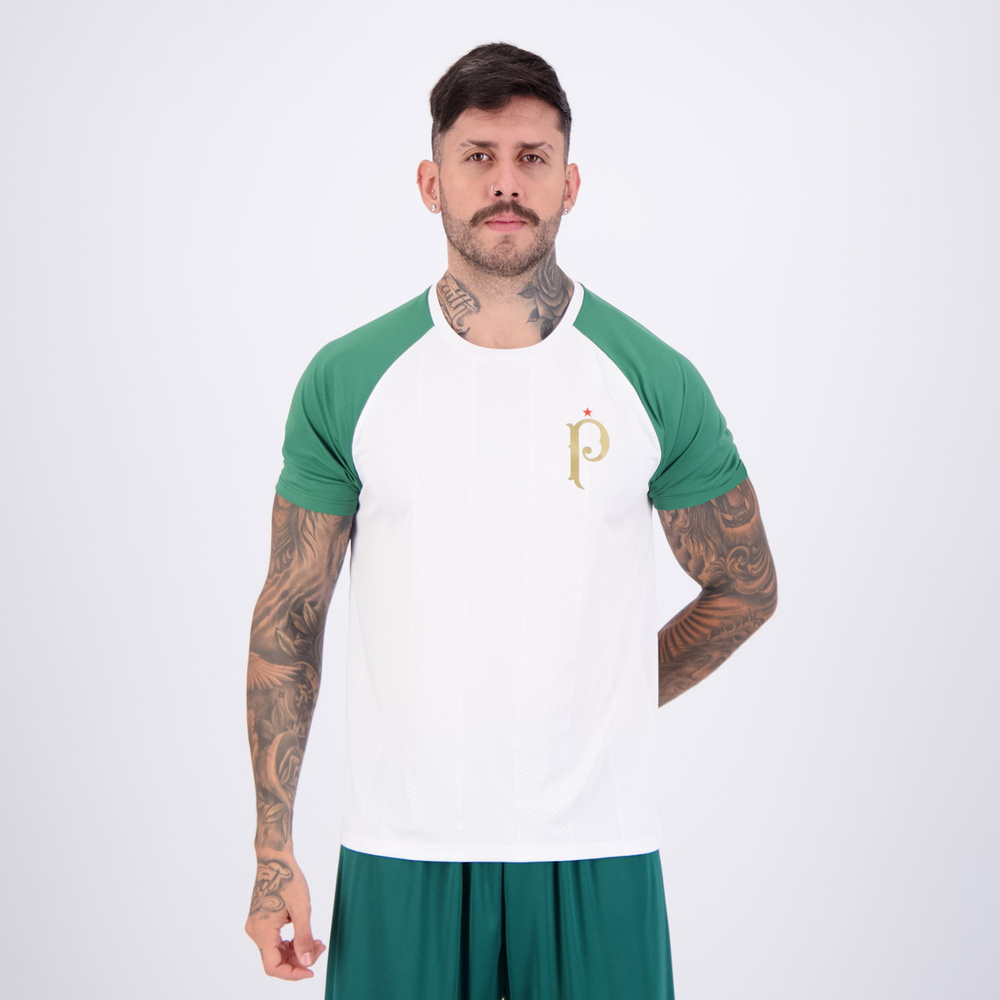 Camisa Palmeiras Palestra Raglan Branca Camisa Palmeiras Palestra Raglan Branca