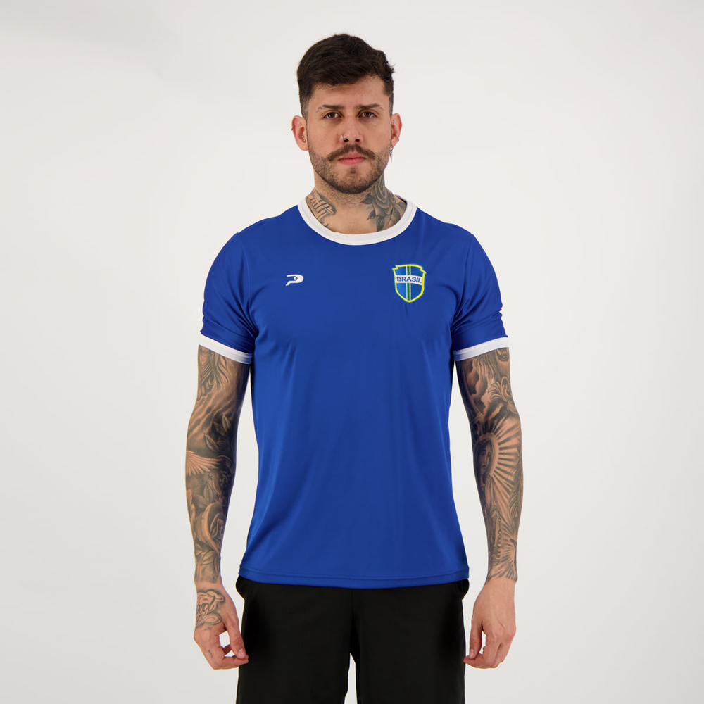 Camisa Placar Brasil Brasão Azul Camisa Placar Brasil Brasão Azul