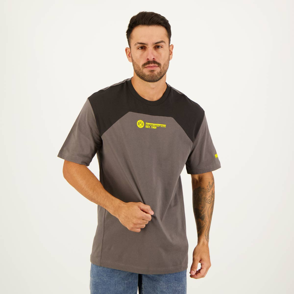 Camisa Puma Borussia Dortmund FTBL Culture Cinza Camisa Puma Borussia Dortmund FTBL Culture Cinza