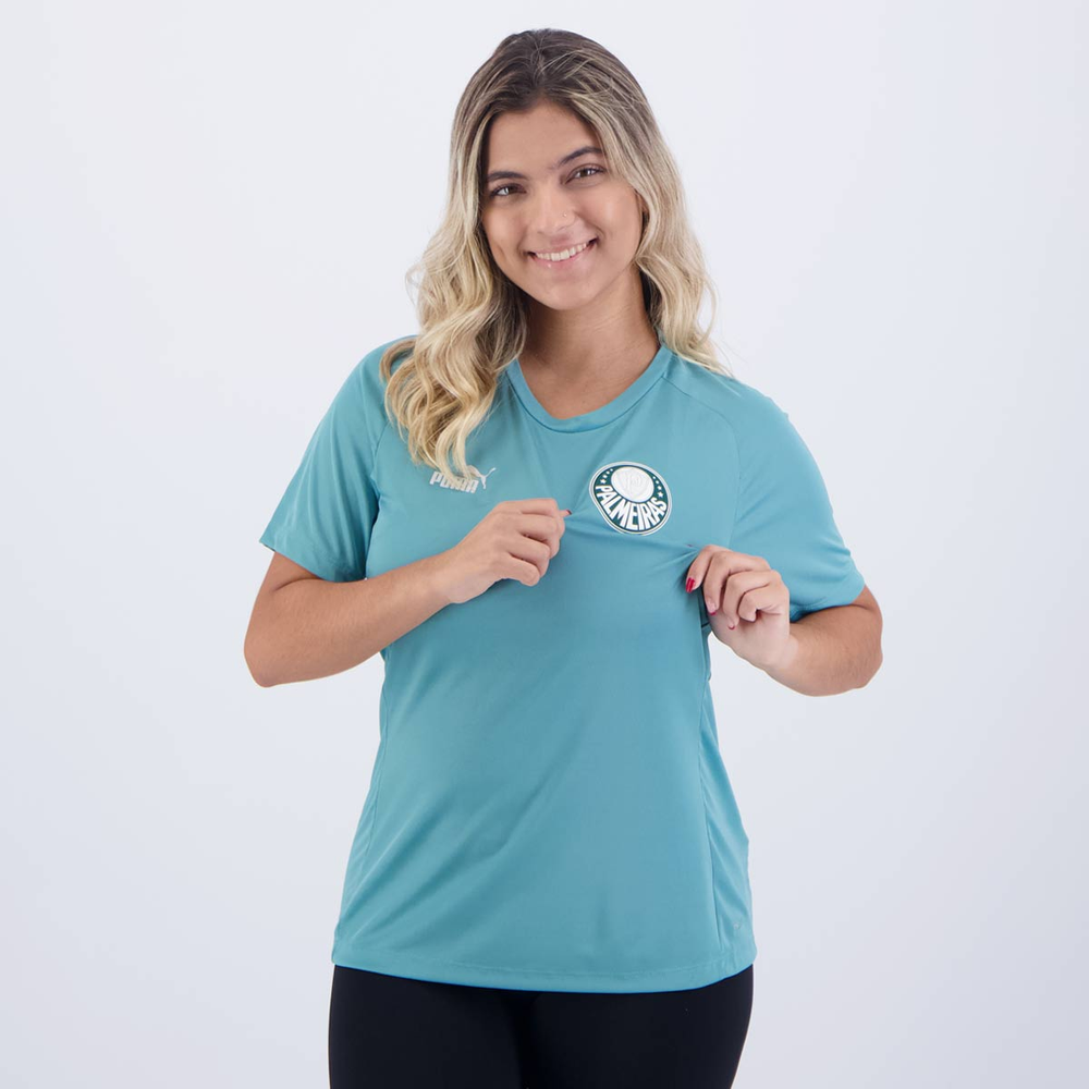 Camisa Puma Palmeiras Casual Feminina Azul Camisa Puma Palmeiras Casual Feminina Azul