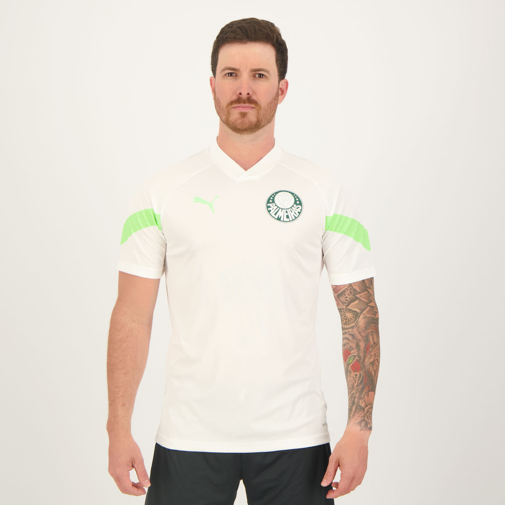 Camisa Puma Palmeiras Treino 2023 Branca Camisa Puma Palmeiras Treino 2023 Branca