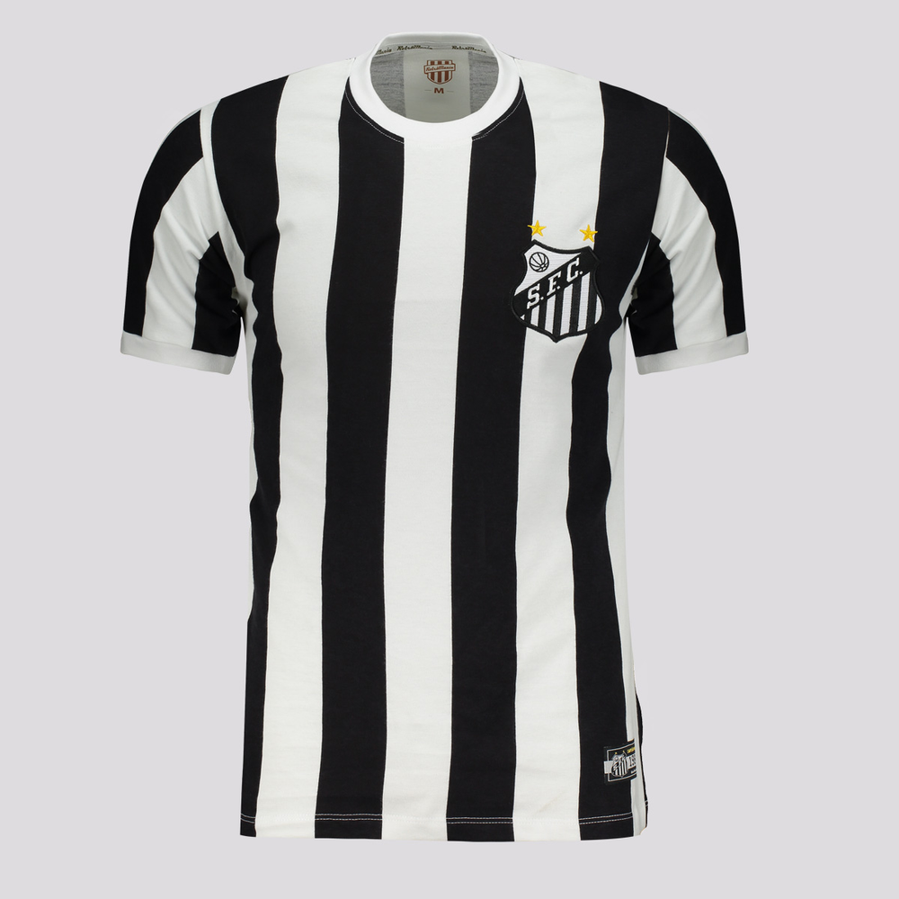 Camisa Santos 1984 II Listrada Preta e Branca Camisa Santos 1984 II Listrada Preta e Branca