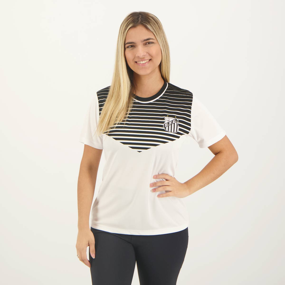 Camisa Santos Immersive Feminina Branca e Preta Camisa Santos Immersive Feminina Branca e Preta