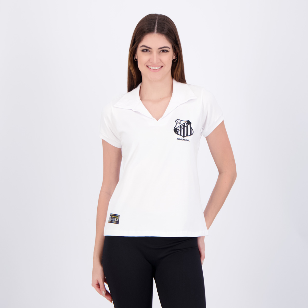 Camisa Santos Retrô 1963 Bi Mundial Feminina Branca Camisa Santos Retrô 1963 Bi Mundial Feminina Branca