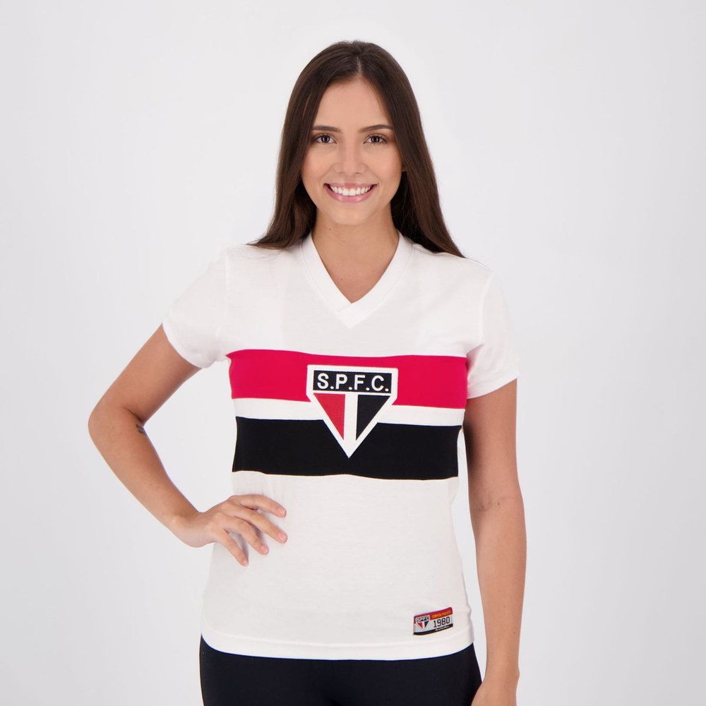 Camisa São Paulo Retrô 1980 Paulistão Feminina Camisa São Paulo Retrô 1980 Paulistão Feminina