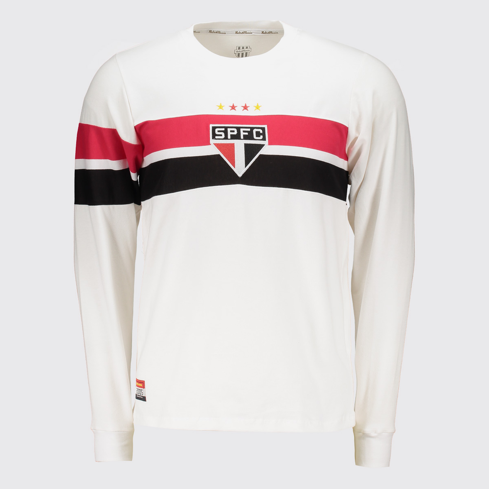 Camisa São Paulo Retrô 2005 Manga Longa Branca Camisa São Paulo Retrô 2005 Manga Longa Branca