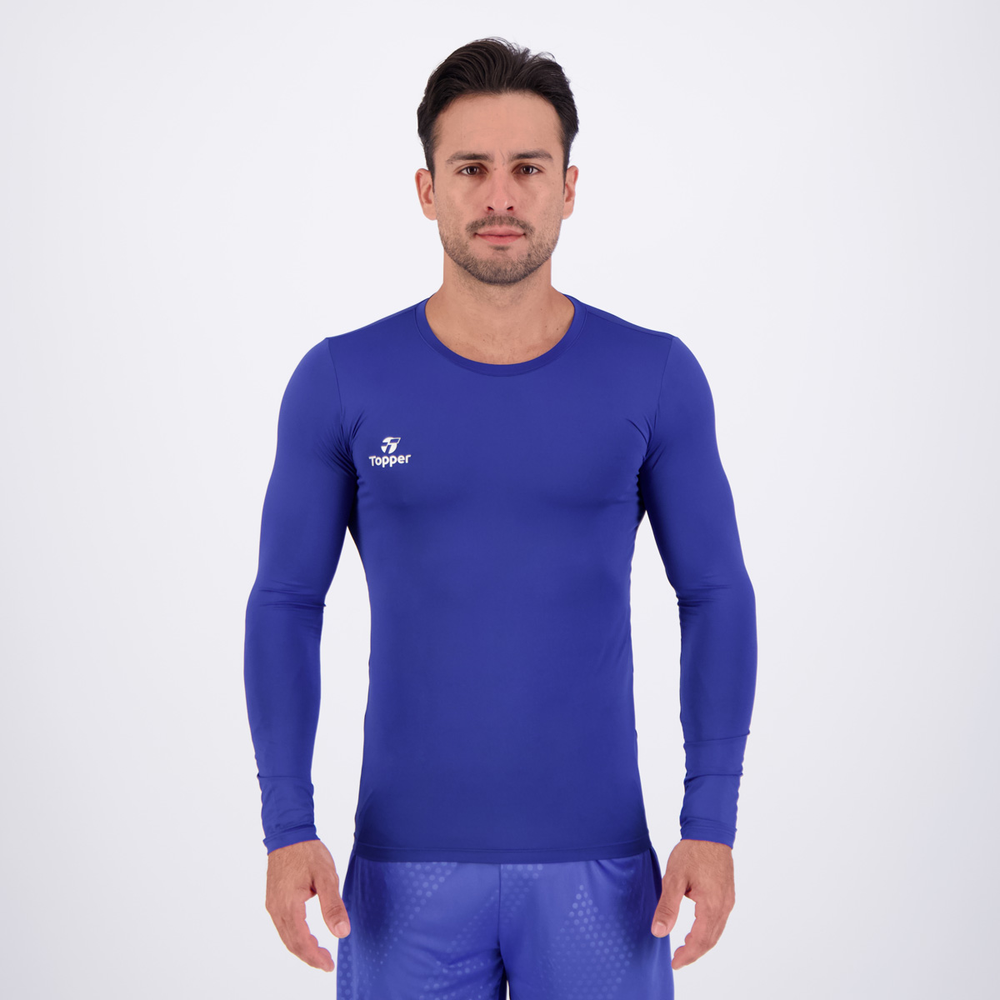 Camisa Térmica Topper Classic New Manga Longa Azul Camisa Térmica Topper Classic New Manga Longa Azul