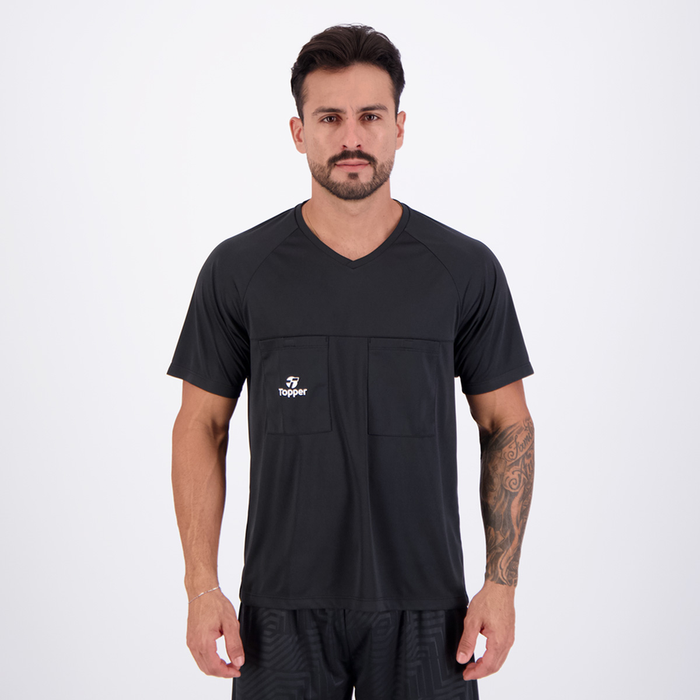 Camisa Topper Árbitro Classic Preta e Branco Camisa Topper Árbitro Classic Preta e Branco
