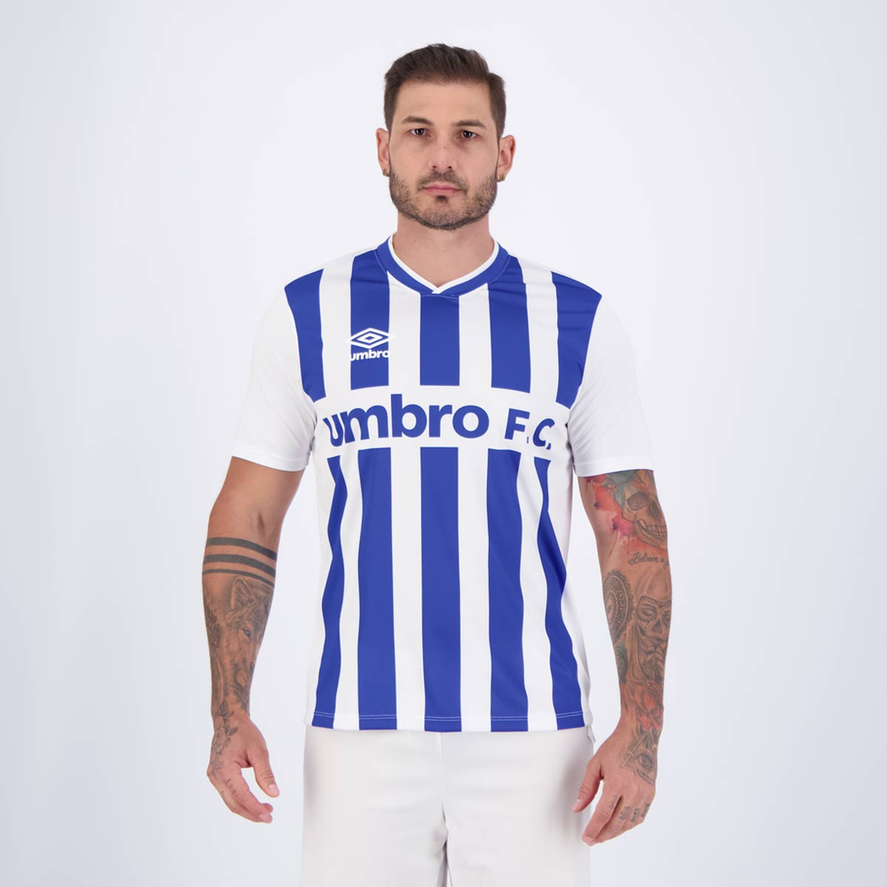Camisa Umbro Sponsor Branca e Azul Camisa Umbro Sponsor Branca e Azul