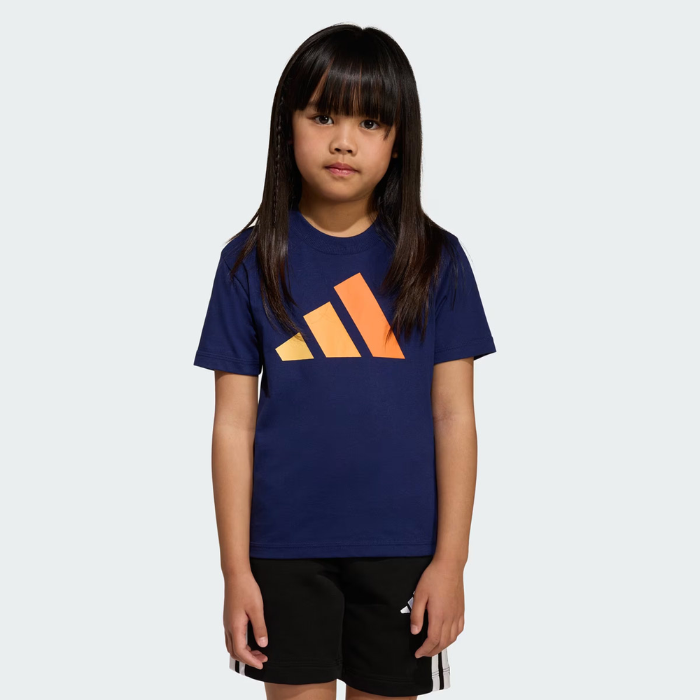 Camiseta Adidas 160 LK Infantil Azul e Laranja Camiseta Adidas 160 LK Infantil Azul e Laranja