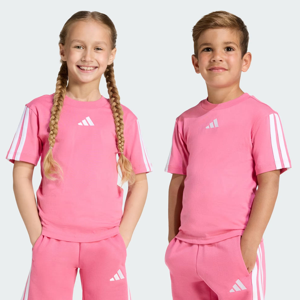 Camiseta Adidas 3 Stripes Infantil Pink Camiseta Adidas 3 Stripes Infantil Pink