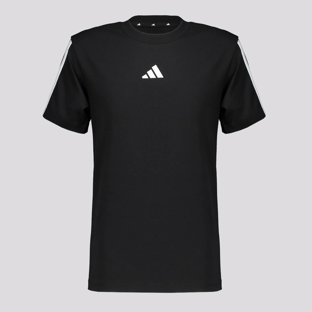 Camiseta Adidas 3 Stripes Juvenil Preta Camiseta Adidas 3 Stripes Juvenil Preta