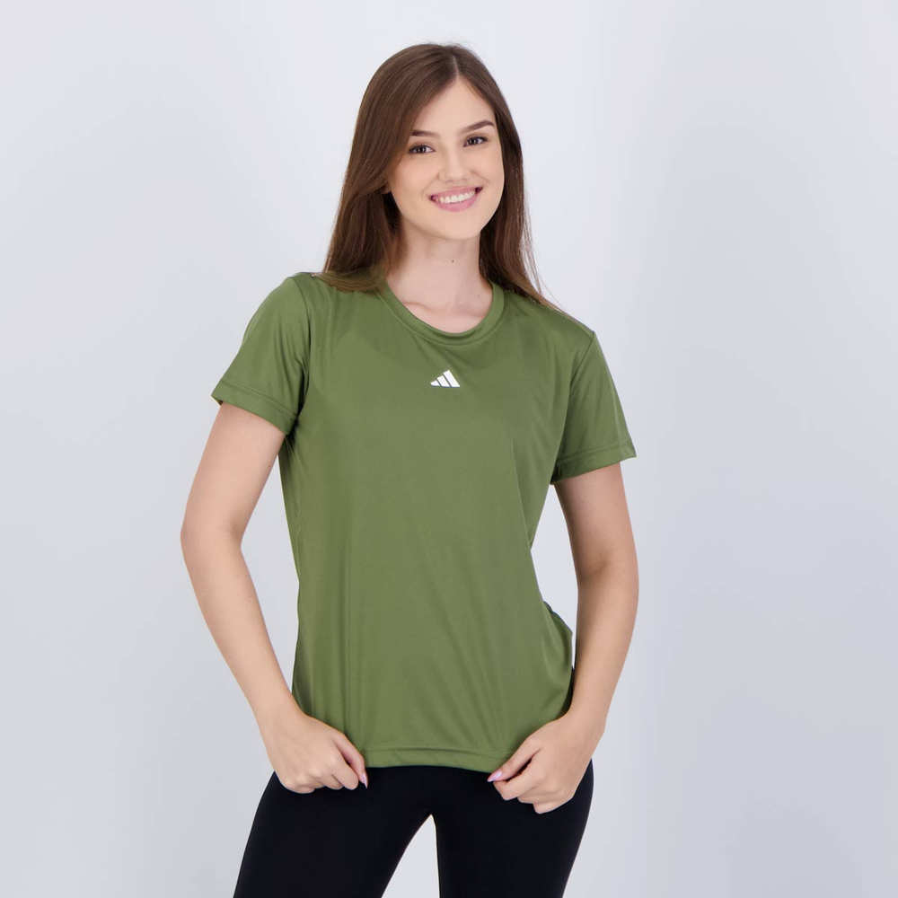Camiseta Adidas Basic Treino Feminina Verde Camiseta Adidas Basic Treino Feminina Verde