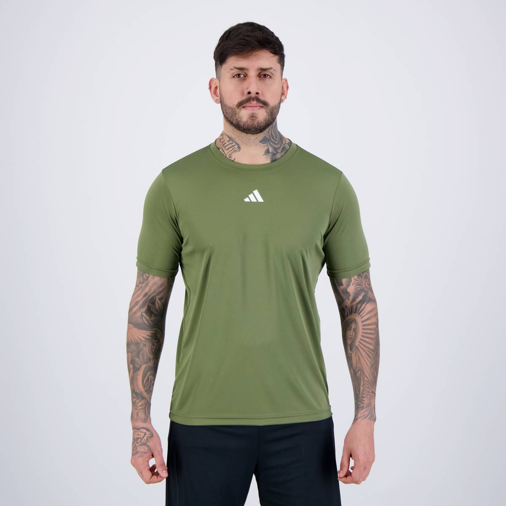 Camiseta Adidas Basic Treino Verde Oliva Camiseta Adidas Basic Treino Verde Oliva