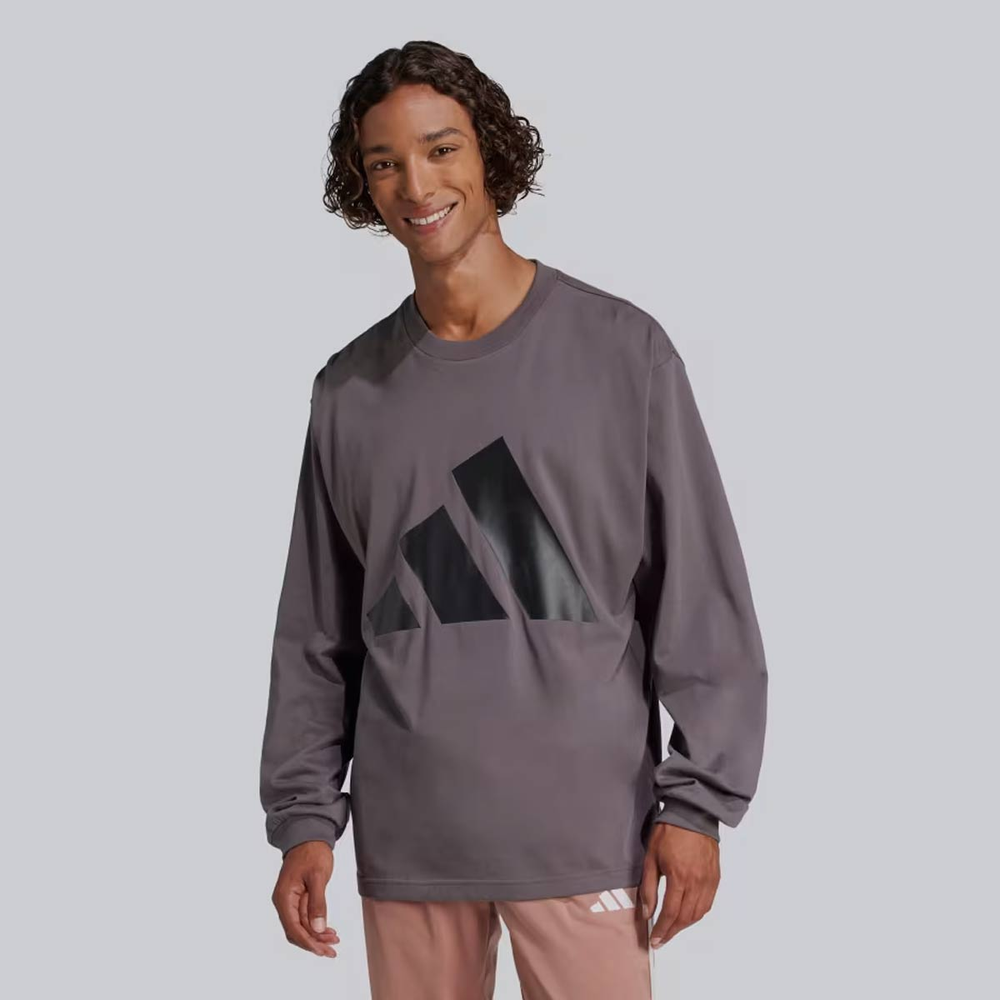 Camiseta Adidas Big Logo Manga Longa Cinza Camiseta Adidas Big Logo Manga Longa Cinza