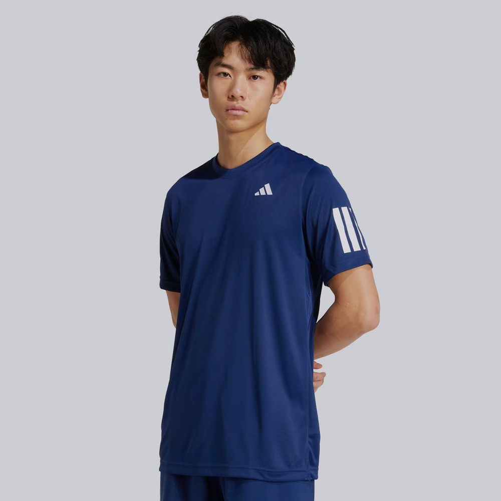 Camiseta Adidas Club 3 Stripes Azul Marinho