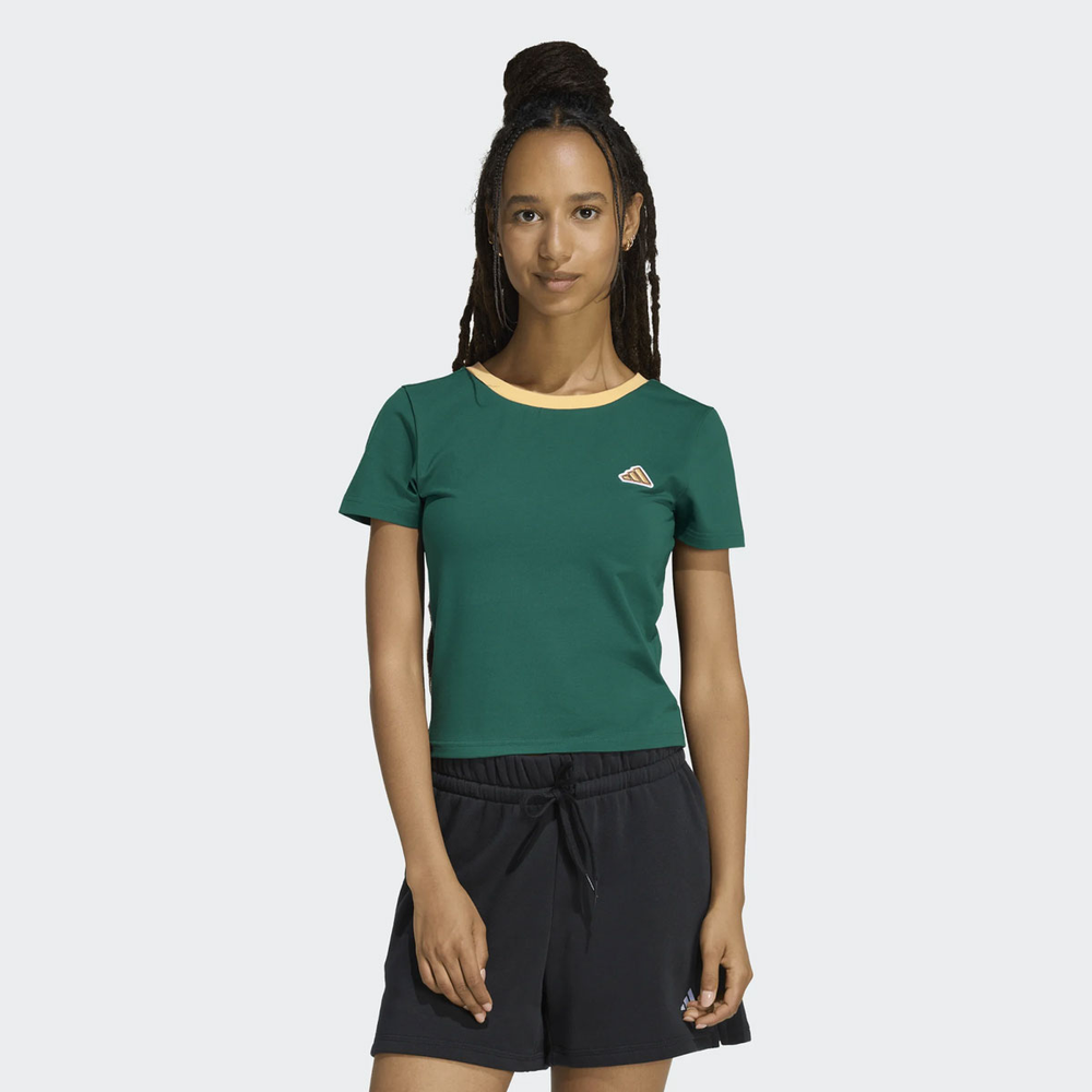 Camiseta Adidas Col Icon Baby T Feminina Verde Camiseta Adidas Col Icon Baby T Feminina Verde