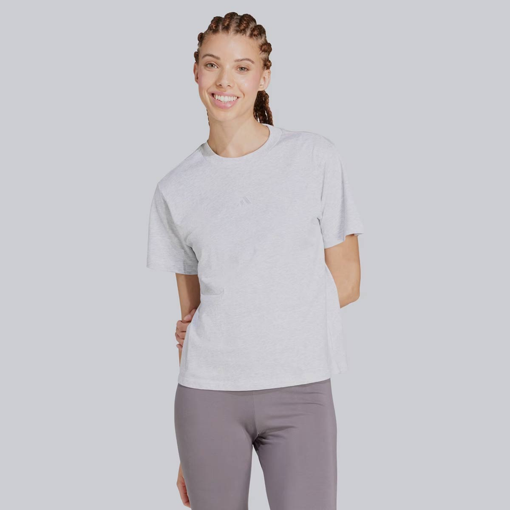 Camiseta Adidas ESS Small Logo Feminina Cinza