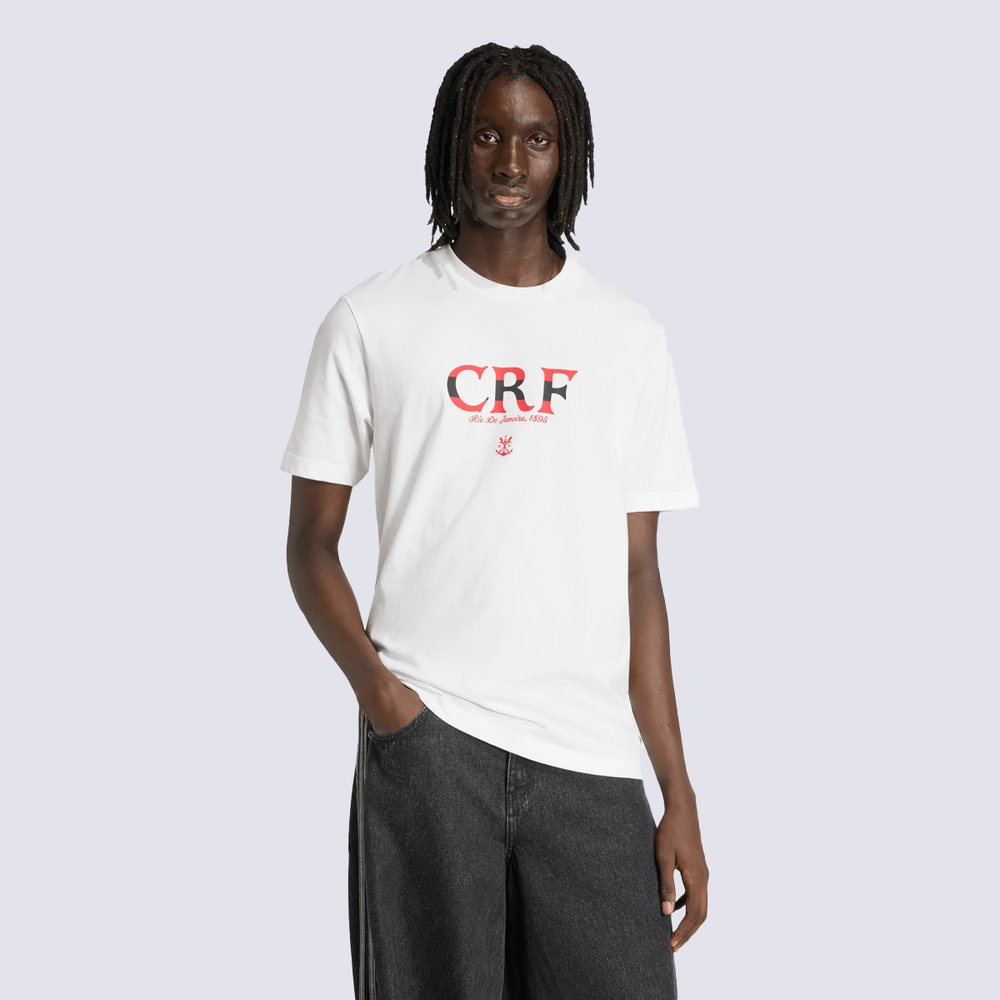 Camiseta Adidas Flamengo CRF Grafica Branca Camiseta Adidas Flamengo CRF Grafica Branca