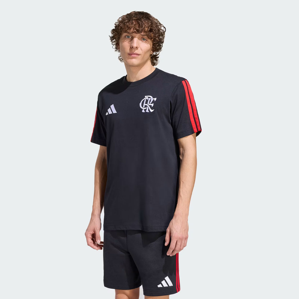 Camiseta Adidas Flamengo DNA Preta e Vermelha Camiseta Adidas Flamengo DNA Preta e Vermelha