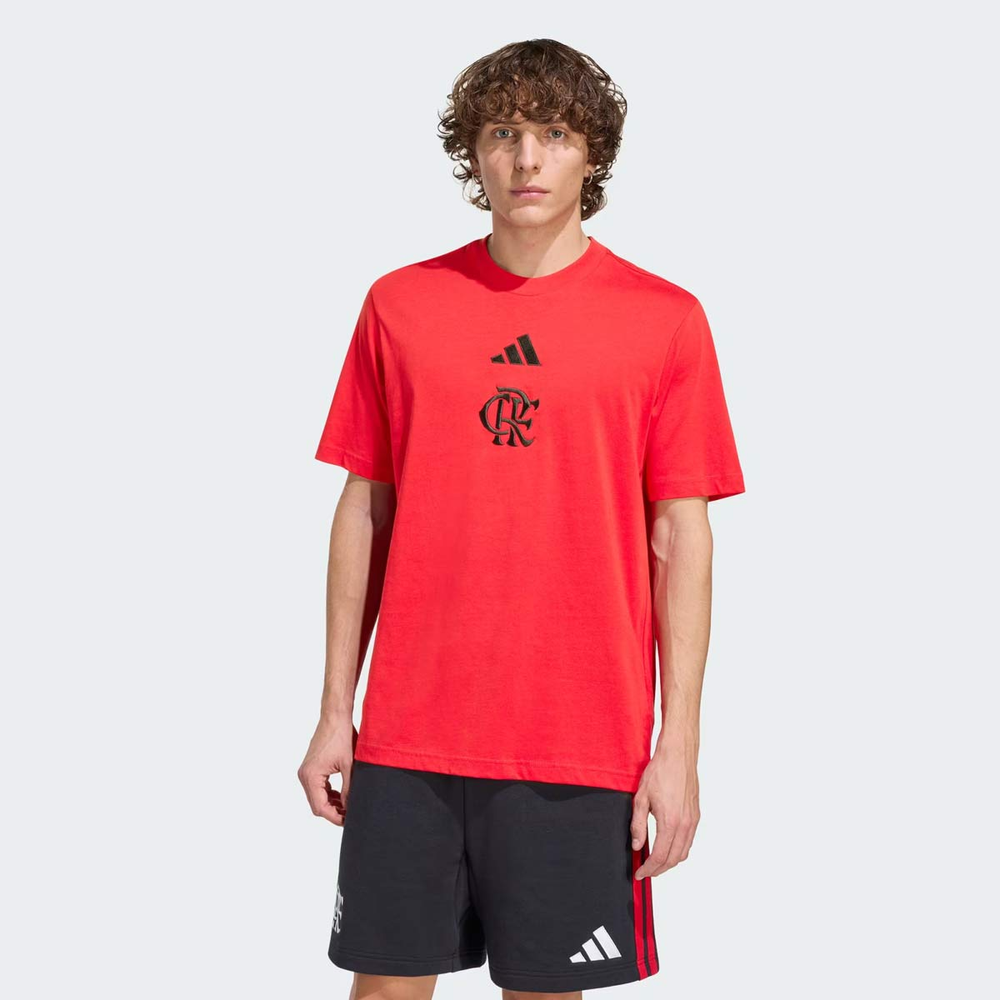 Camiseta Adidas Flamengo Grafica DNA Vermelha Camiseta Adidas Flamengo Grafica DNA Vermelha