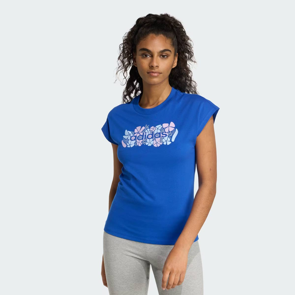 Camiseta Adidas Grafica Softs Feminina Azul Camiseta Adidas Grafica Softs Feminina Azul