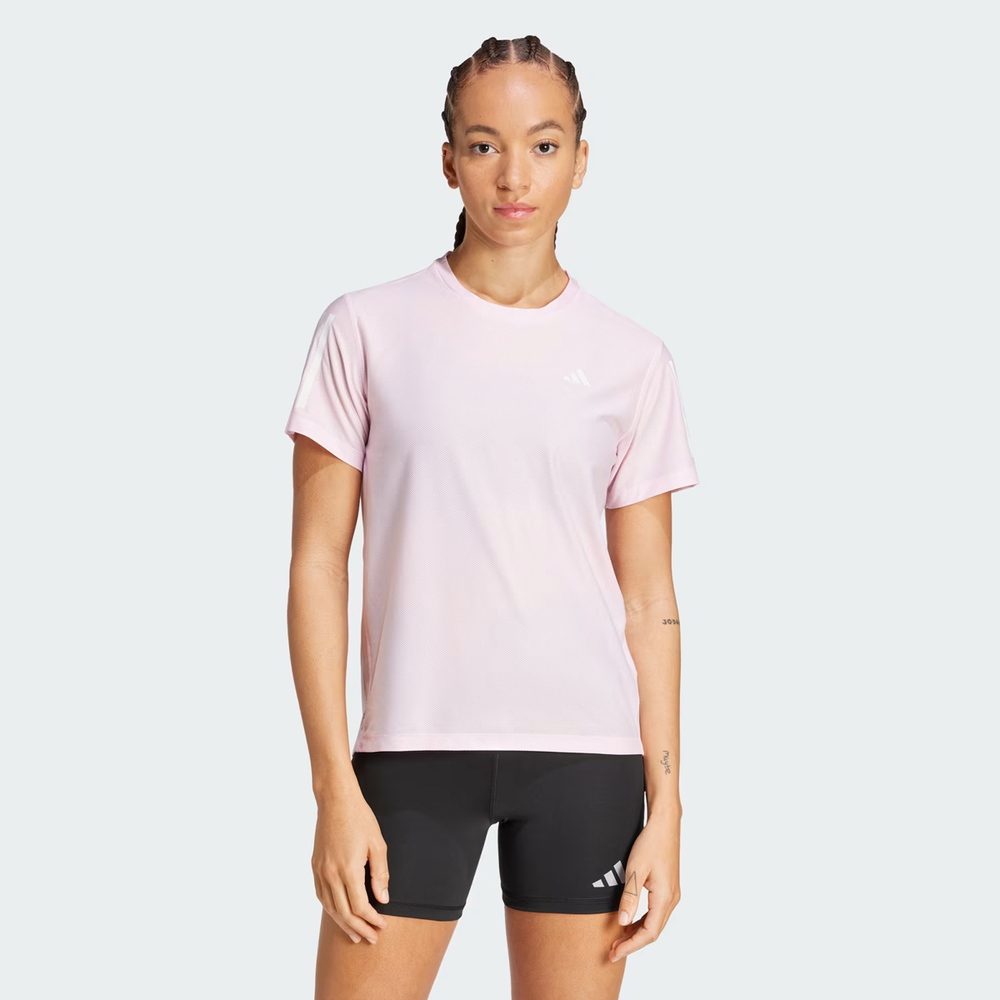 Camiseta Adidas Own The Run Feminina Rosa e Branca Camiseta Adidas Own The Run Feminina Rosa e Branca
