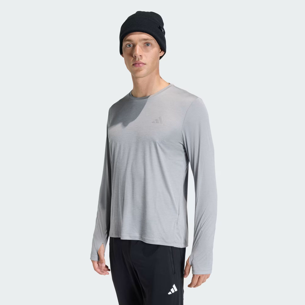 Camiseta Adidas Run Ess Manga Longa Cinza Camiseta Adidas Run Ess Manga Longa Cinza