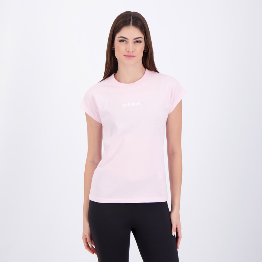 Camiseta Adidas SJ Logo Feminina Rosa Camiseta Adidas SJ Logo Feminina Rosa