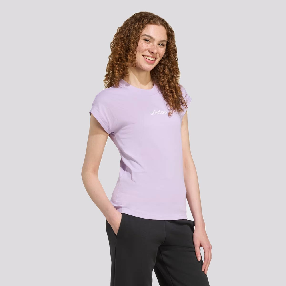 Camiseta Adidas SJ Logo Linear Feminina Lilás Camiseta Adidas SJ Logo Linear Feminina Lilás