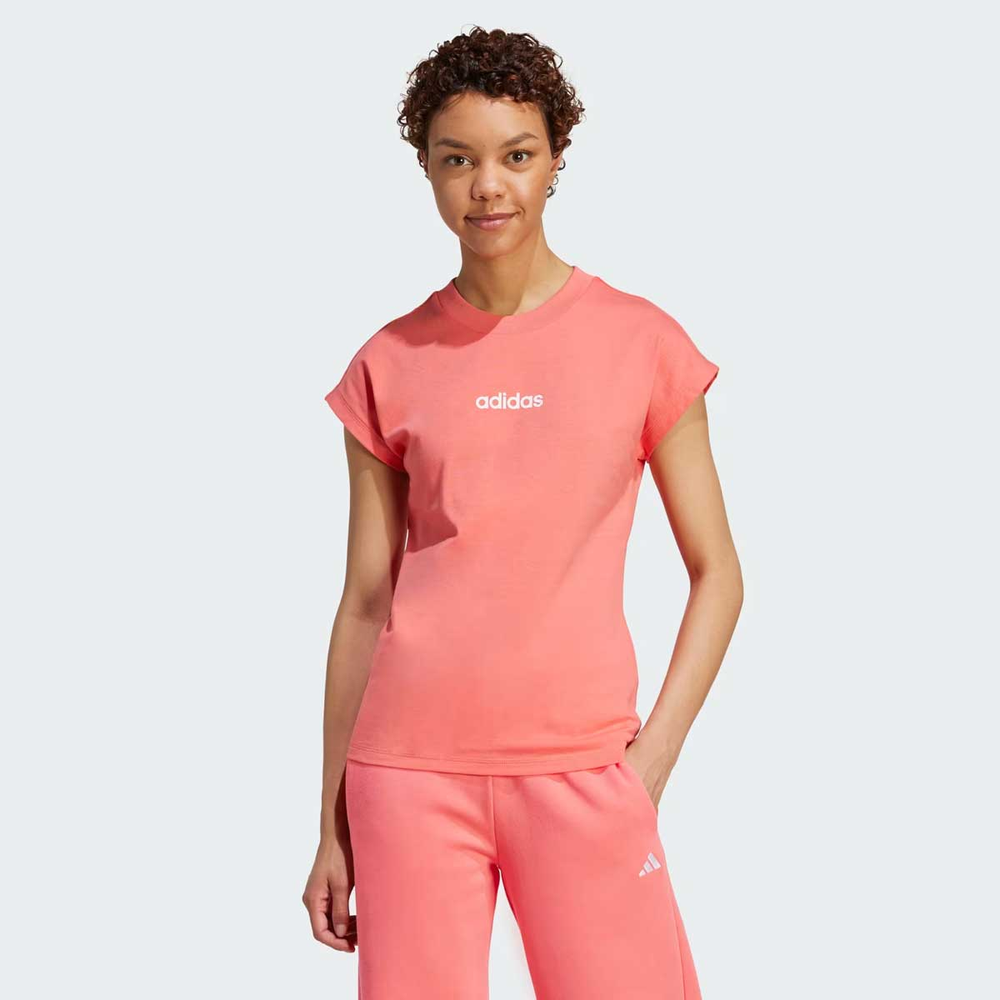 Camiseta Adidas SJ Logo Linear Feminina Rosa Camiseta Adidas SJ Logo Linear Feminina Rosa