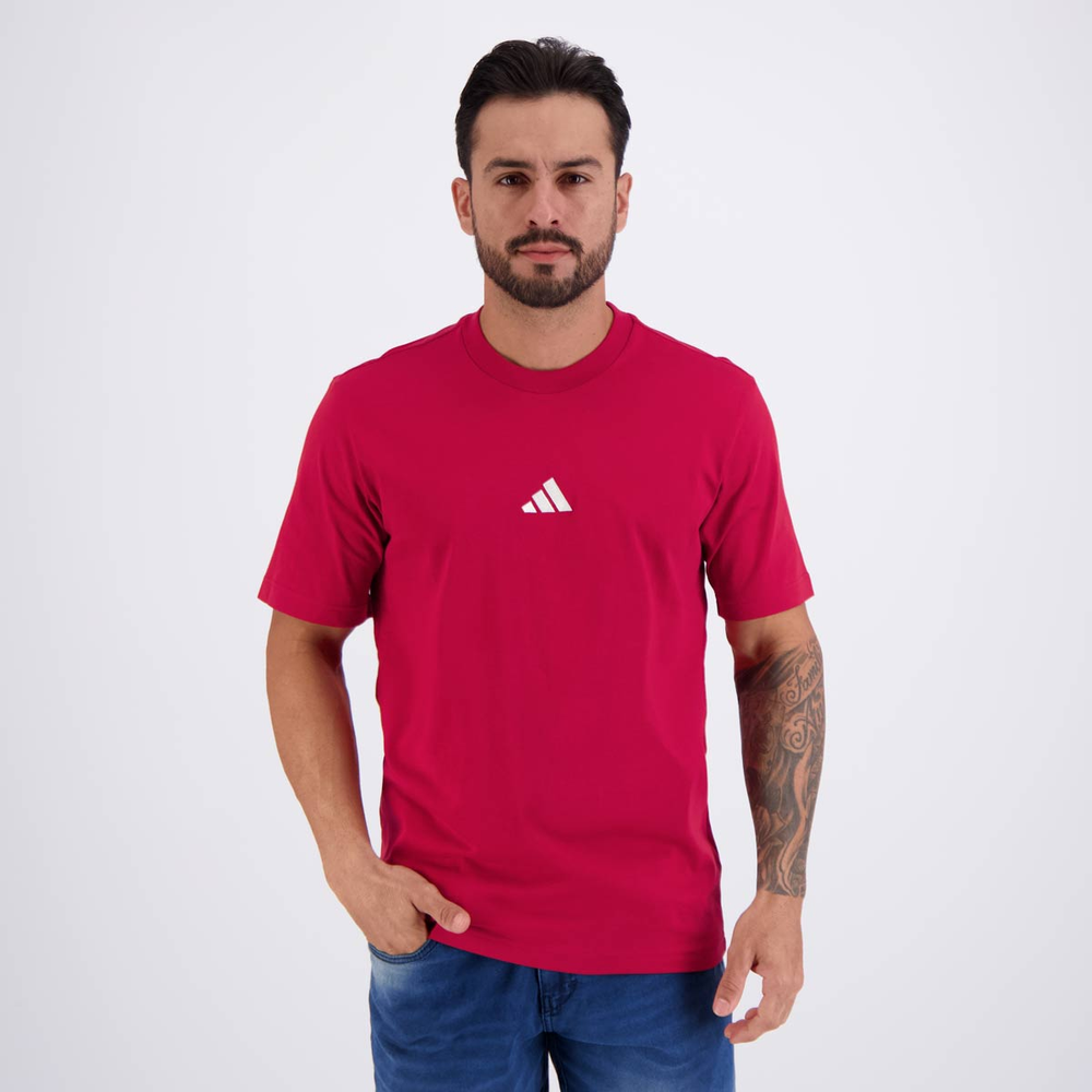 Camiseta Adidas Small Logo Vermelha e Branca